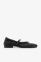 Black Hand-Knitted Genuine Leather Women's Ballerina Shoes - 5