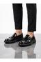 Men's genuine leather black chunky sole classic shoes with buckle detail - 3