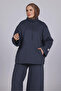 6127 - Stylish Comfortable 3 Thread Fleece-Lined Jersey Turtleneck Loose Women's Set - 2