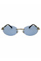 Metal Frame Sunglasses with Oval Blue Lenses - 2