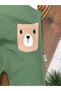 Teddy Bear Paw Printed Safari Hat and Snap Fastener on the Shoulder Badi 3-Piece Baby Boy Salopet Set - 5