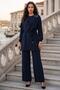 Buckle Detailed Trousers Suit Navy Blue Ss2901 - 4
