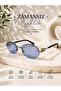 Metal Frame Sunglasses with Oval Blue Lenses