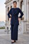 Buckle Detailed Trousers Suit Navy Blue Ss2901 - 5
