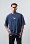 Men's Mercy Embroidered Washable Oversize T-Shirt Navy Blue - 2