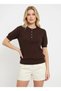 12467 Women's Crew Neck Button Detail Hair Knit Knitwear Blouse - 3