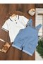 Polo Collar Short Sleeve and Denim Strap Overalls Summer Baby Boy/Kid Set - 2