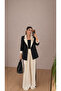 Women's Garnished Blazer Suit Bkrem Pants Palazzo Jacket - 5