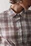 Women's Plaid Patterned Button-Up Mini Shirt Dress with Elastic Waistband Detail Stone - 4