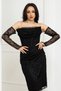 Beaded Detailed Lace Pencil Dress - Black - 4