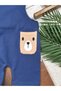 Teddy Bear Paw Printed Safari Hat and Snap Fastener on the Shoulder Badi 3-Piece Baby Boy Salopet Set - 5
