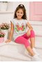 Girl's Top and Bottom Set Brown Melange T-Shirt Pink Leggings - 8