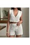 Women's Summer Vacation Bohemian Knitwear Knitted Swimsuit Top Bustier Blouse with Shorts Beach Set - 5
