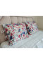 2 Pieces of Floral Patterned Lace-Up Cotton Fabric Pillowcases - 2