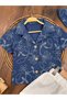 Floral Printed Safari Hat and Buttoned Shorts Summer Muslin Baby Boy/Kid Set - 3