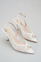 Transparent Mesh with Stones Reflecting Light, Open Toe Stylish Women's Heeled Shoes