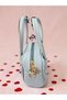 Baby Blue Pleated Folded Leather-Look Mini Shoulder and Hand Bag with Scarf Accessory - 4