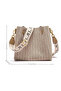 Women's Soft Strap Large Capacity Fly Woven Letter Print Crossbody Shoulder Canvas Bag, Khaki - 2