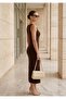 Women's Dress with Front Window, Accessory Detail, Draped Back, and Slit - 5