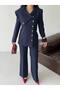 Women's Double-Breasted Blazer Jacket Pants Set Stylish Button Detail Modern Office Formal Suit - 6