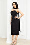Beaded Shawl Detailed Pencil Dress - Black - 5
