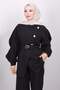 Cross Buttoned Double Suit Black Black 19288 - 2