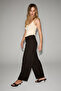 Grazia Women's Soft Textured Woven Fabric Balloon Leg Brown Trousers - 2
