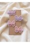 Embroidered Girl's Buckle Set with Butterfly Figures - Luxurious Pastel Colored Clasp Buckle - Butterfly Series