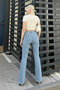 Light Blue Lycra High Waist Spanish Jean Trousers - 3
