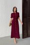 Women's Burgundy Buttoned Summer Fabric Short Sleeve Polo Collar Long Knitwear Dress - 2