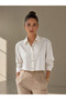 Women's Regular Fit Gold Striped Classic Short Shirt Ecru
