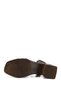 Women's Brown Antique Knitted Strap Thick Heeled Genuine Leather Sandals - 7