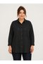 Linen Blend Women's Plus Size Shirt Black