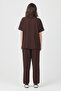 Brown Crew Neck Sofia Linen Top and Bottom Set - 6