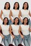 Women's White 6-Piece Zero Sleeve Body Cycling Sleeveless Body Crew Neck Badi Body