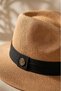 Straw Fedora Women's Hat with Black Band Wide Brim Summer Beach Daily Use - 7