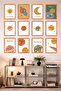 12-Piece Framed Look Children's Room Space Theme - Cute Planets and Moon Sun Painting Set 15X20 cm Mdf Uv Printing