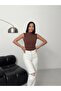 Women's Bitter Brown 6-Piece Zero Sleeve Bodysuit Sleeveless Bodysuit High Neck Bodysuit Half Fishnet Bodysuit - 2