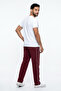 Men's Burgundy Compact Combed Cotton Fabric Side Piping Pocket Zipper Sweatpants - 7