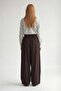 Coffee Beaded Belted Pleated Detail Trousers - 4