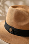 Straw Fedora Hat Women's Summer Wide Brim Stylish Beach Hat with Black Band - 7