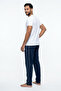 Men's Dark Blue Compact Combed Cotton Fabric Side Piping Pocket Zipper Sweatpants - 4