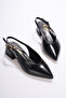 Rustiq Crinkled Patent Leather Pointed Toe Low-Buckle Daily Stylish Open-Back Women's Shoes - 6