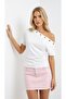 Women's Asymmetrical Collar Short Sleeve Blouse with Accessories
