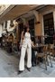 Women's Belt Detailed Vest and Trousers Set Double Breasted Collar Buttoned Stylish Two-Piece Set - 3