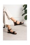 Nava Black Knitted Detailed Women's Sandals - 4