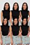 Women's Black 6-Piece Zero Sleeve Bodysuit Sleeveless Bodysuit High Neck Bodysuit Half Fishnet Bodysuit