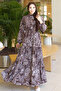 Patterned Hijab Jessica Dress B587 Brown - 3