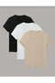 3-Pack Combination Women's Men's Unisex Crew Neck Plain Basic T-Shirt - 2