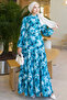 Patterned Hijab Jessica Dress B592 Turquoise